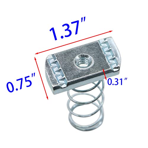 Strut Channel Nuts,1/4”-20 Spring Thickened Unistrut Hardware Nut with Zinc Plated, Without Spring Nuts Use On Struts, 50 Packs 1/4-20