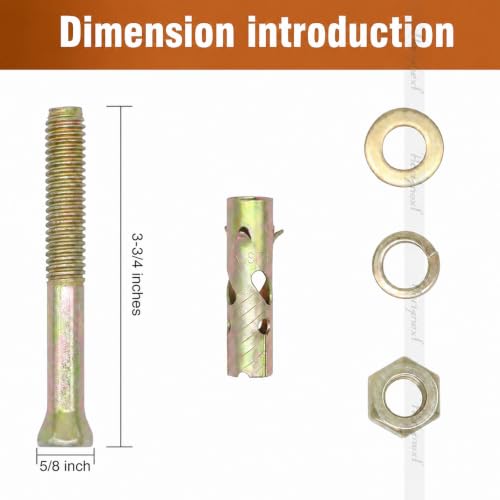 5/8x3-3/4 in Zinc-Plated Steel Sleeve Anchors for Concrete,30 Pcs 5/8x3-3/4 inch 30