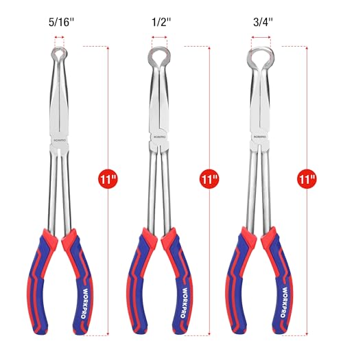 WORKPRO 3 PCS 11" Hose Gripper Pliers Set, Dia. 5/16'', 1/2'' and 3/4''