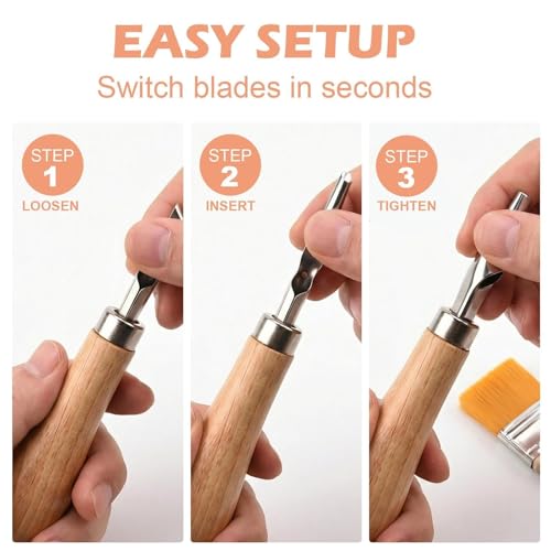 16 Piece Lino Cutting Tools Kit Lino Printing Tool Set & Wood Carving Kit