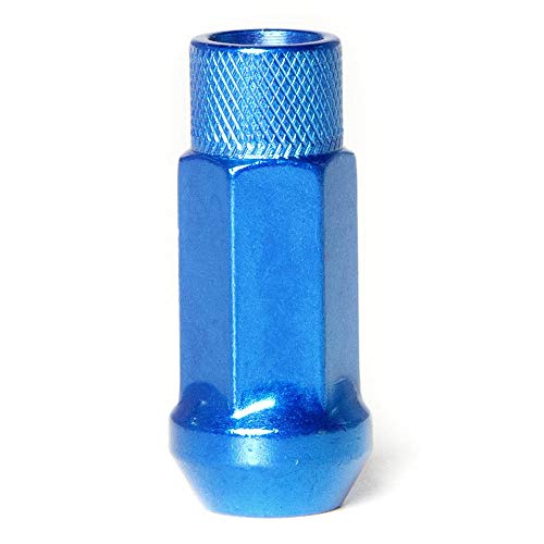 Circuit Performance Forged Steel Extended Open End Hex Lug Nut for Aftermarket Wheels: 12x1.5 Blue - 20 Piece Set + Tool