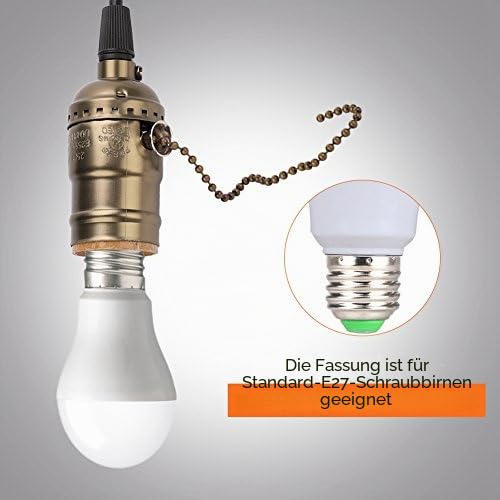 Vintage Light Holder, E27 Edison Retro Elegant Industrial Wall Pendant Ceiling Mounted Stand Light Lamp Bulb Base Holder Socket Lighting Screw with Pull Chain Switch(Bronze)