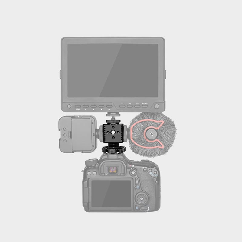 Triple Hot Shoe Mount Adapter Cold Shoe Extension Mount Monitor Holder Bracket 1/4 Arri Hole for Camera Cage Rig