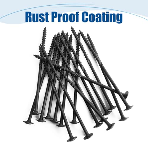 Lag Screws #14×5", 100PCS Heavy Duty Construction Screws, Rust Resistant, Washer Head, Black Coated External Wood Screws, Trusss Lag Screws, 2PCS T30 Star Bit Included #14×5″ 100