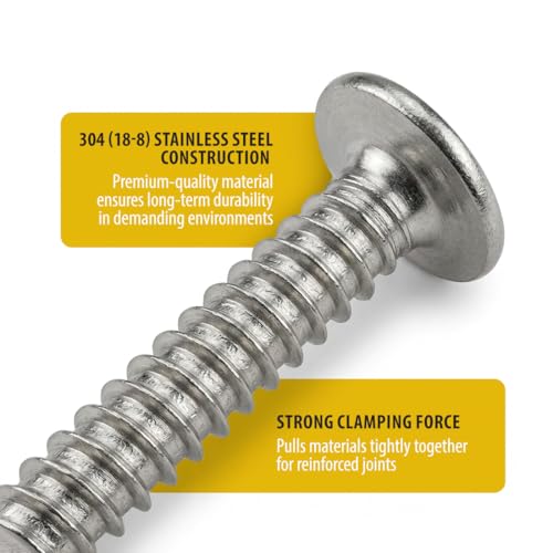 BCP Fasteners #8 x 1" Stainless Steel Truss Head Wood Screws, 300 Pack 1”