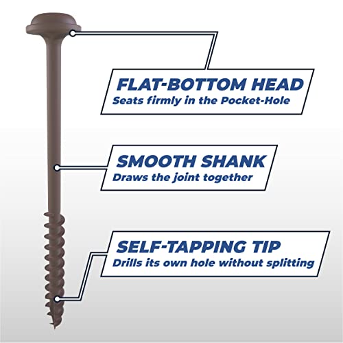 Kreg Protec-Kote Pocket Screws, Outdoor Pocket Hole Screws, 4", 75 Count