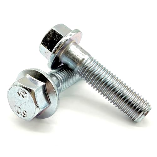(25 Pieces) M10-1.25x40 Class 10.9 JIS Hex Flange Bolts Screws UNF Fine Partial Threads Zinc Clear 25