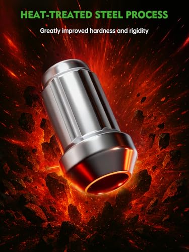 AUTOPTIM 7/16-20 Spline Lug Nuts - 20Pcs Chrome Closed End Nuts with Socket 7/16"-20 20 Pcs