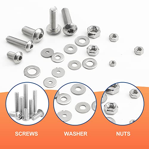 NINDEJIN 580pcs M2 M3 M4 M5 Button Head Socket Cap Screws Kit (Stainless Steel) and 1060pcs M2 M3 M4 M5 Socket Head Screws Kit (Alloy Steel)