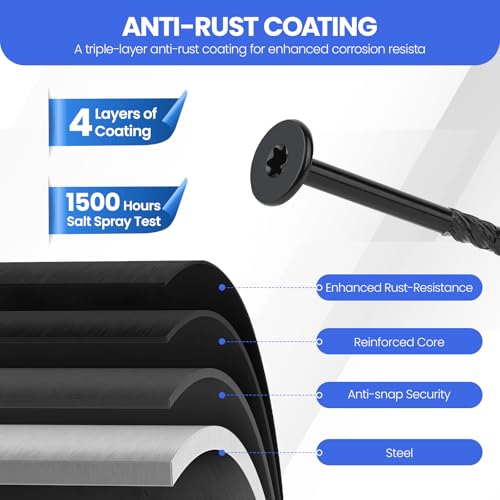 #14 * 8 Wood Structural Lag Screws, 50 Pcs Black Star Drive Deck Screws, Heavy Duty Rust Resistant Timber Screws for Timber/Log/Landscaping Wood 14*8