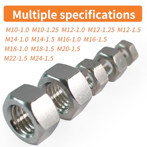 7/8"-14 Hex Nuts (10pcs), 304 Stainless Steel (18-8), Hardware, UNF, Find Thread, SAE, ASME B18.2.2 7/8"-14