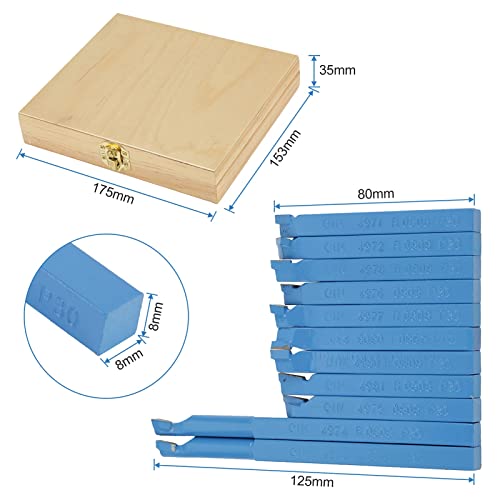 Carbide Tipped Lathe Tool Set, 8 x 8mm, 11-Piece with Case
