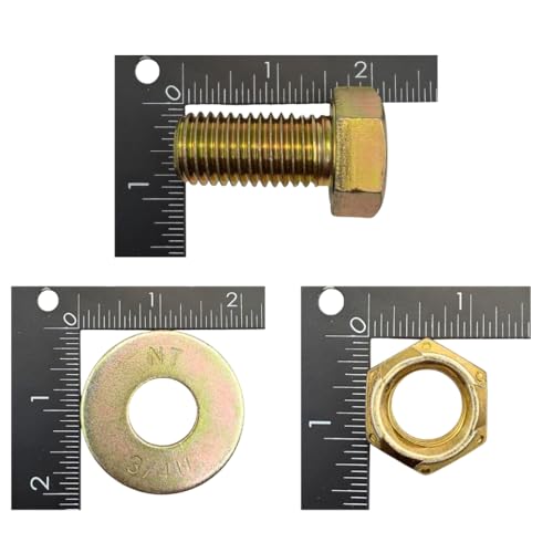 3/4"-10 x 1-1/2" Grade 8 Bolts (4-Pack) – Heavy-Duty Hex Bolts Includes USS Flat Washers & All Metal Prevailing Torque Lock Nuts – High-Strength SAE J429 1.5" Coarse Thread Yellow Zinc Bolts, All-Metal Lock Nuts 4