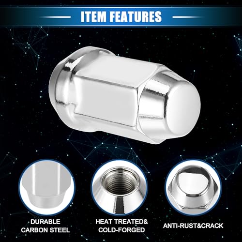 20 Pcs Wheel Lug Nuts Compatible for Ford Explorer for Lincoln MKS, Durable Chorme Plated 1/2-20 Carbon Steel Silver Tone Tire Lugnuts 20