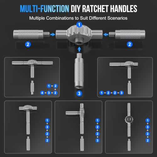 STREBITO 71 in 1 T-Handle Ratchet Screwdriver Set, Magnetic Screwdriver Set Black