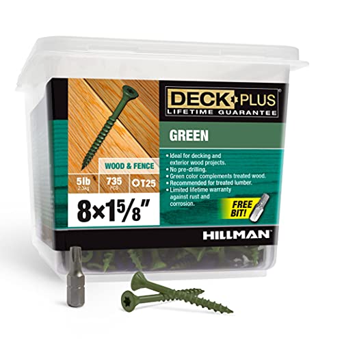 Deck Plus 48402 Wood Screws #10 x 2-1/2“, Green, 5lb Box & 48398 Wood Screws #8 x 1-5/8“, Green, 5lb Box