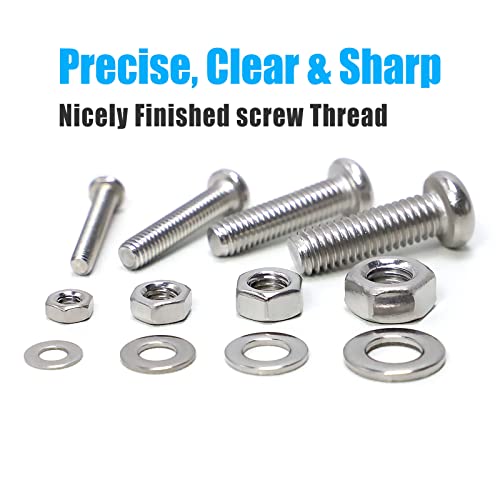 815pcs M6 M5 M4 M3 Stainless Steel Self-Tapping Screws Set Assortment+900pcs M6 M5 M4 M3 Stainless Steel Nuts and Bolts Assortment Kit
