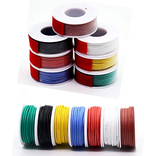 Electric Wire Kit, 0.82 mm² - 0.05 mm², 18awg-30awg, Electronic, Silicone Wires, Tinned Copper Cable, 7 Colors | High-purity oxygen-free solid tinned copper wire for optimal conductivity DIY 0.5 mm²/20awg-Solid-7 colors