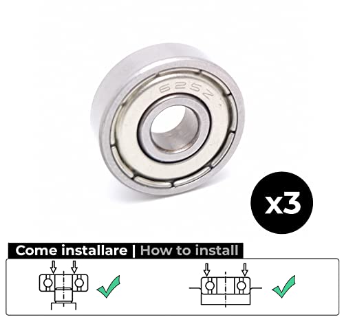 BSSTORE 625-ZZ Ball Bearings 5x16x5mm, Double Shielded Metal 625Z Chrome Steel Deep Groove Balls Double Screens Radial (3)