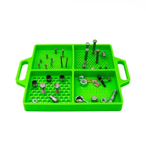 Boltster Flexible Silicone Tool Tray, Non Slip Organizer for Bolts, Screws, Fasteners and Parts, Heat and Chemical Resistant, for Garage, Automotive, Workshop & DIY - Green