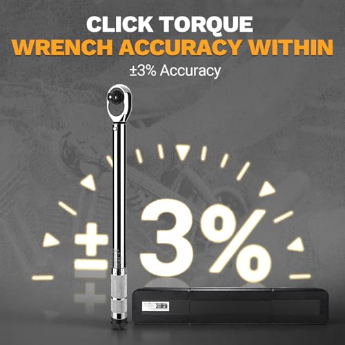 DEKOPRO Torque Wrench 1/2 Inch Drive Click, 10-170 Ft-Lb/13.5-229 Nm Car Torque Wrench, ±3% High Precision, 72 Tooth Torque Wrenches with Dual-Direction Adjustable for Bicycle, Car, Moto 1/2 Inch (10-170 ft.-lb.)