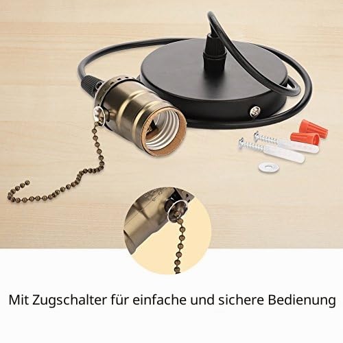 Vintage Light Holder, E27 Edison Retro Elegant Industrial Wall Pendant Ceiling Mounted Stand Light Lamp Bulb Base Holder Socket Lighting Screw with Pull Chain Switch(Bronze)