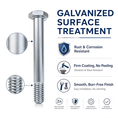 100-Pack Wheelbarrow Carriage Bolts Kit, 5/16"-18 x 2.32 Caster Wheel Axle Bolts with 1/2" Lock Keyway, Caster Hardware for 3/4/5 Inch Shopping Cart Wheels Trolleys and Flatbed Carts 100