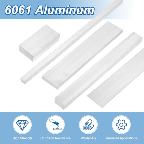 uxcell Square Aluminum Flat Bar, 2Pcs 3/8" Thickness 2" Width 10" Length Square Aluminum Bar 6061 Aluminum Flat Plate, 10 x 50 x 254mm Solid Mill Stock 3/8" x 2" x 10"