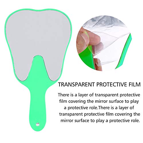Hand Mirror, Small Hand Mirror, Single-sided Hand Mirror with Low Magnification, Dental Care Hand Mirror Tool, Fashionable, Cute Dental Care, Hand Mirror Tool, 4 Colors, Plastic Handle (Green)