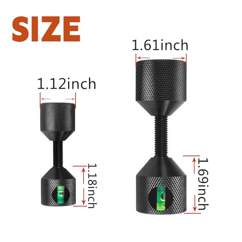 4 Pcs Flange Two Hole Pins 1-1/8” Two Hole Alignment Pins & 1-5/8” Detachable Flange Double Hole Pins Built-in Level 6061 Aluminum Black Black with Built-In Level