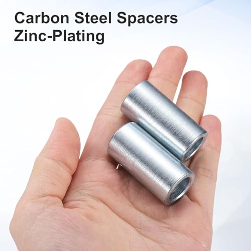 uxcell 25 Pcs Galvanized Steel Spacer 1/2" Bore x 3/4" OD x 1-1/2" Length, Unthreaded Standoff Bushing Plain Finish, Round Metal Spacer Fits M12 Screws Bolts 1/2"ID x 3/4"OD x 1-1/2"Length