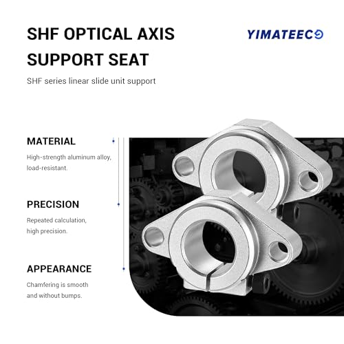 SHF16 Linear Motion Rail Clamping Rod Rail Guide Support, 4 Pack Aluminum Flange Mount Linear Motion Slide Rail Guide Blocks Shaft Support for 16mm Linear Motion Guides (4 Pack) 16mm Linear Motion Shaft Shf16 Shaft Support - Silver