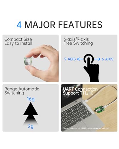 [9-Axis IMU Module] WT901 MPU9250 Module, 3-axis Accelerometer+Gyroscope +Magnetometer+Inclinometer, AHRS Acceleration Sensors Digital Compass IIC/TTL