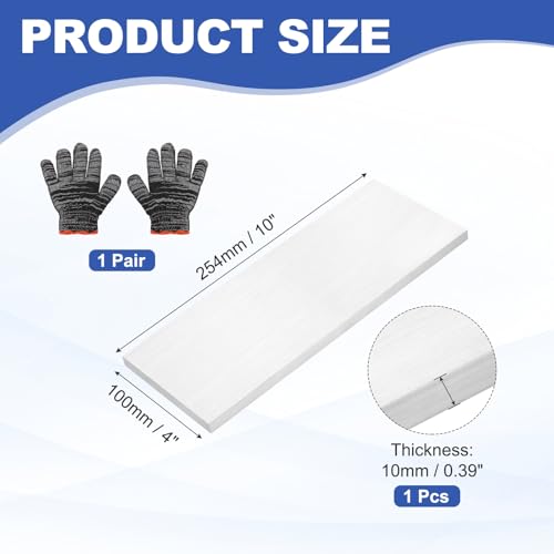 uxcell Square Aluminum Flat Bar, 0.39" Thickness 4" Width 10" Length Square 6061 Aluminum Bar Flat Plate with Gloves 10 x 100 x 254mm T6511 Solid New Mill Stock 0.39" x 4" x 10"/10 x 100 x 254mm 1