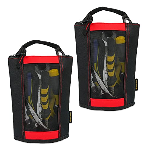 MELOTOUGH 2 PACK Fastener Bag Utility Canvas Zipper Tool Bag + 2 PACK Utility Tool Tote bag Combo Kit-Includes 1 Medium & 1 Small Tool Organizer Bags