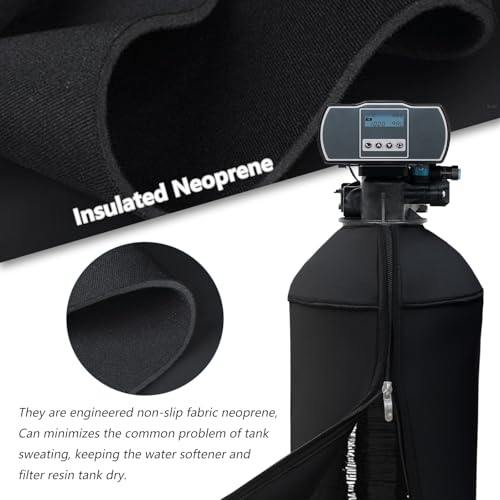 9x48 Inch Water Softener Tank Jacket - Insulated 3.5mm Neoprene Slip Sleeve to Prevent Sweating, Heavy-Duty Outdoor Water Softener Cover,Black Black 9''D x 48''H