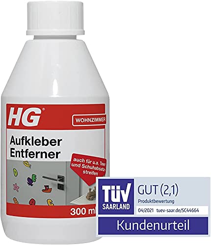 HG sticker and adhesive residue remover, effective agent for removing labels, stickers, tar and grease stains as well as oil and heel marks - 300 ml sticker remover
