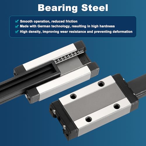 sourcing map 2 Pcs MGN9 500mm Linear Sliding Rail Guide with MGN9H Sliding Carriage Block and Mini Guide, Linear Motion Guideway for Mini Engraving CNC Machine 3D Printer