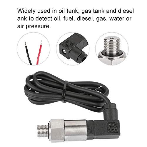 Stainless steel pressure transducer, 0-1 MPa pressure sensor silicon pressure transmitter sensor water flow sensor 4-20mA output G1/4" for water gas oil (0-1MPA) 0--1MPA