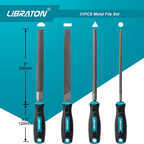 LIBRATON Metal File Set, 13PCS Needle Diamond Files & 31PCS Metal Files,for Woodworking, Metalworking