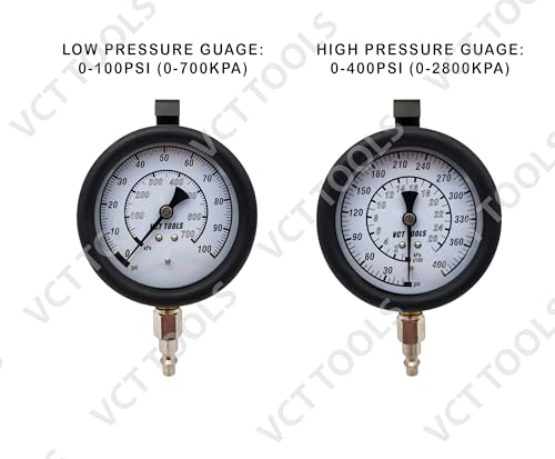 VCT Engine & Transmission Oil Pressue Test Kit, High Pressure: 0-400psi Low Pressure: 0-100psi for Engine and Trasnmission Diagnostics