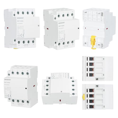 Wengart Humm-free installation contactor 50A AC 24V - 2NO + 2NC (2 N/O contactors, 2 openers) - 54 mm width (3 TE) - silent protection for heat pumps, PV storage & wallbox control - WCT-50