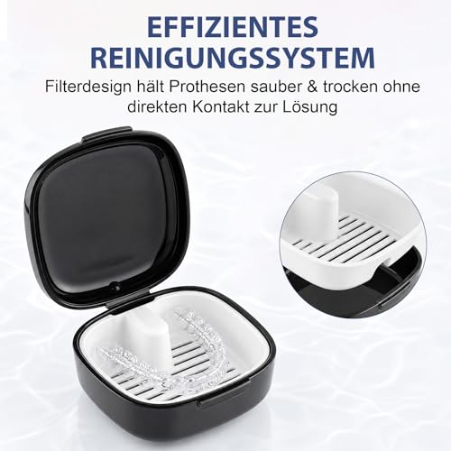 2 Piece Denture Box, Denture Box with Sieve, Portable Dentures Bath Box