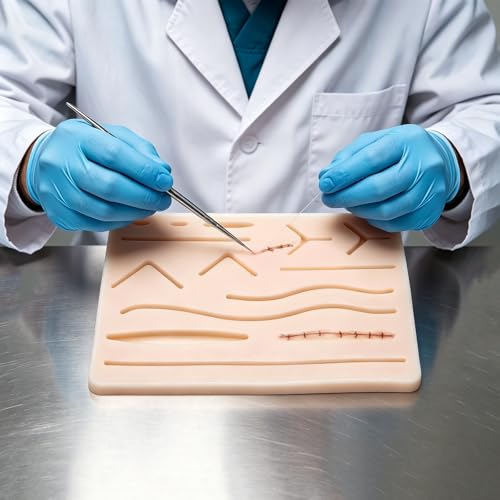Set of 2 Training Board Silicone Suture Pads for Surgical Suture Set | Suture Practice Kit with 14 Pre-Cut Wounds | Sewing Kit Medicine for Surgical Suture Training Medical Students Veterinarians 170×120×9 mm