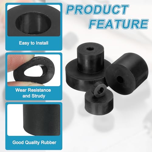 uxcell 6 Pcs Multi Purpose Rubber Spacer, 0.5" OD x 2" ID x 2" Thickness Anti-Vibration Isolation Rubber Bushings Grommets Spacers Washers for Home Cars Boat Accessories (Black) 0.47 x 2 x 2inch