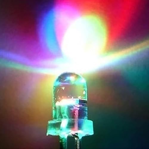 Pack of 100 5 mm RGB LED Diodes 3.0-3.4 V, 20 mA Slow Flashing LEDs, Multicolored Dynamic 5 mm LEDs for DIY, Lighting Project, Handmade