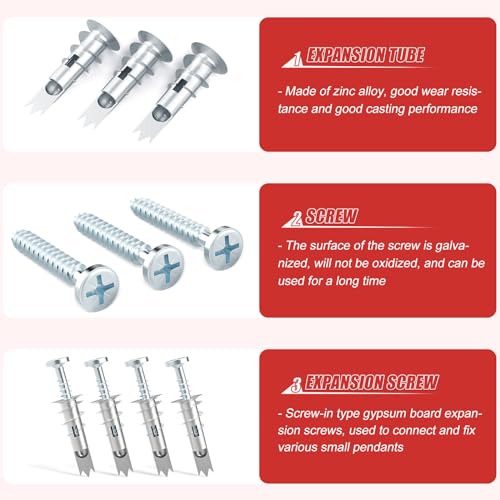 240pcs Zinc Self-Drilling Drywall Anchors, Anchor and Screw Combination with Cross Groove Drill Bit, Heavy Duty Metal Wall Anchors with Self-Tapping Screws 13x32mm 240
