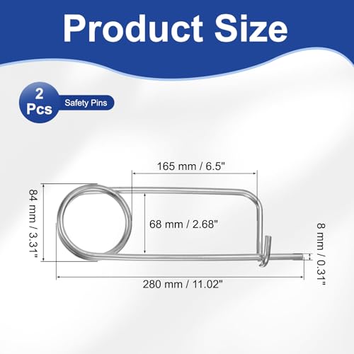 uxcell 2Pcs Brooch Shape Cotter Safety Pins, 0.31x6.5 Inch Zinc-Plated Carbon Steel Quick Lock Fastener, Spring Wire Pin for Farm, Lawn, Garden Hitch 2