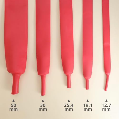 Heat Shrink Tube Diameter 25.4 mm, 3:1 with Adhesive, 1 m Black and 1 m Red | Double-walled with adhesive, waterproof and wear-resistant Ø25.4mm - 1m x 2 pieces