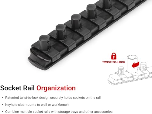 TEKTON 3/8 Inch Drive 12-Point Socket Set, 15-Piece | SHD91115 Deep 15-Piece, Rail